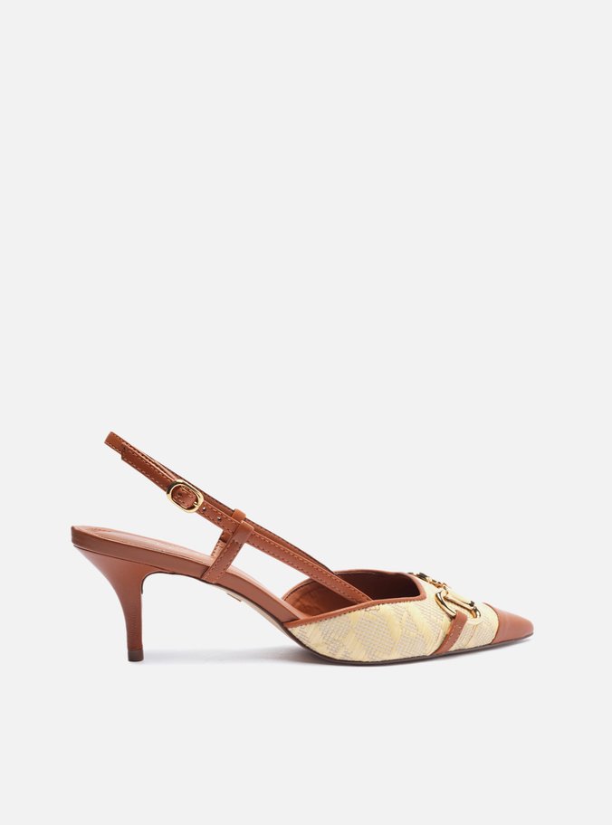 Scarpin Bege Tramado Monograma Slingback