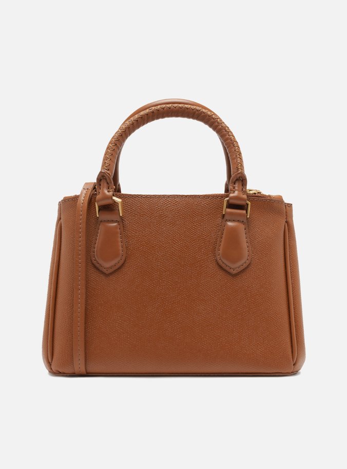 Tote Marrom Couro Média Bag Charm Metal