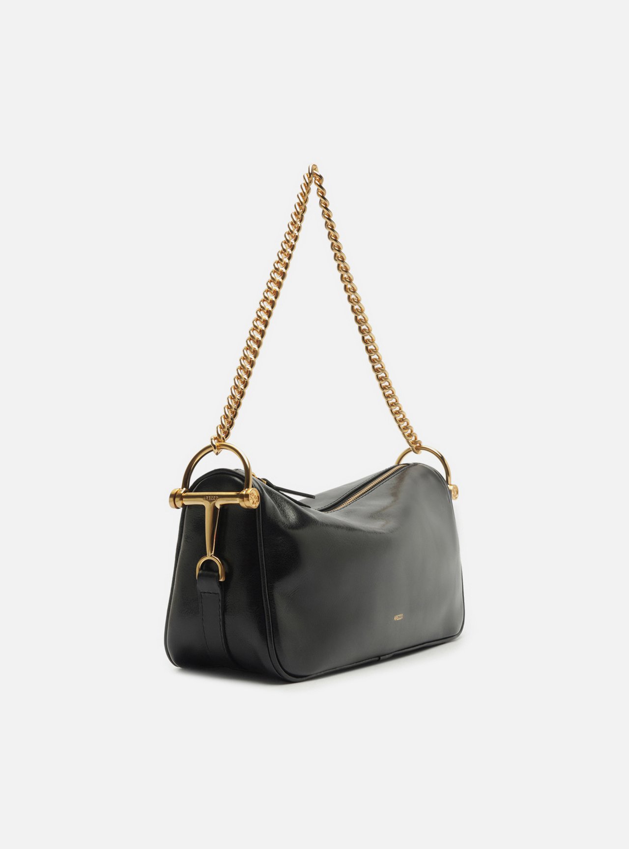 Bolsa Shoulder Preta Couro Média Corrente — foto 5