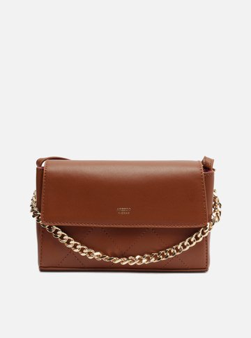 Bolsa Tiracolo Marrom Pequena Corrente Metal