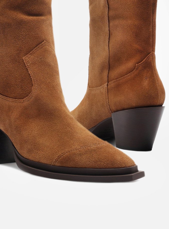 Bota Marrom Acamurçada Cano Longo Western