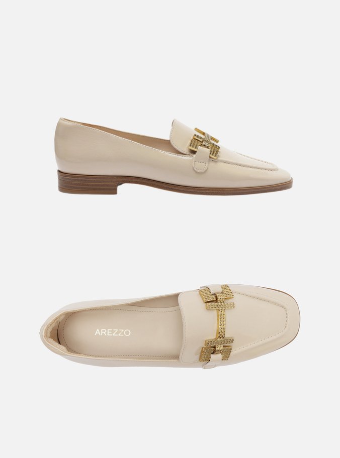 Mocassim Branco Couro Shine Metal