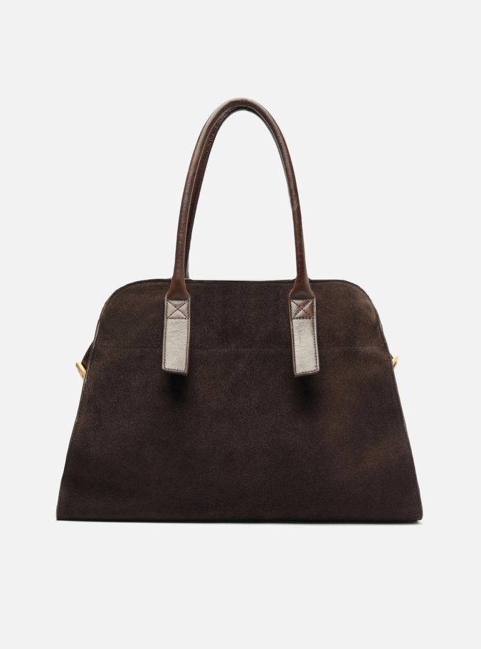 Bolsa Shopping Marrom Couro Acamurçado Grande