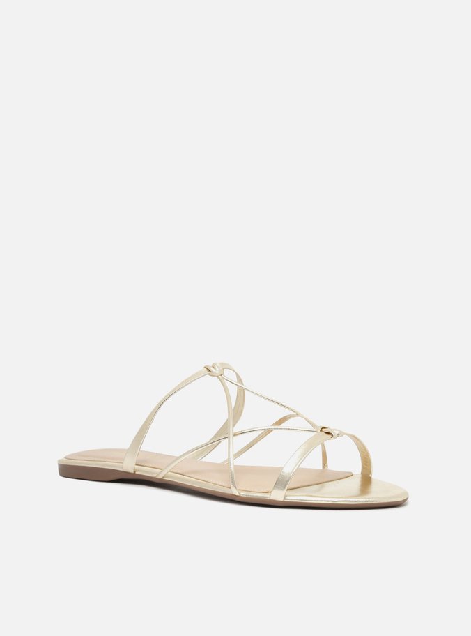 Rasteira Dourada Flat Tiras