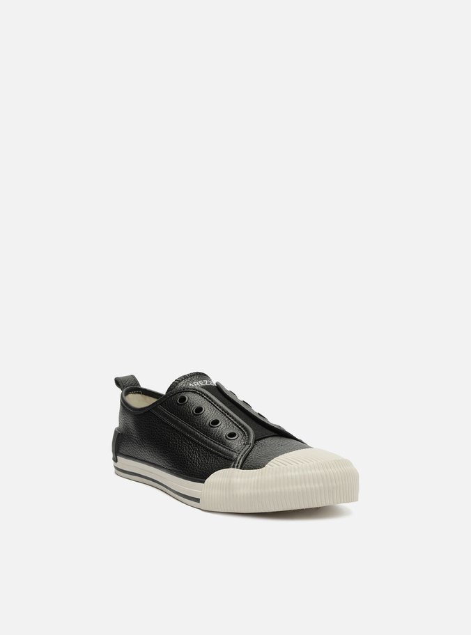 Tênis Slip On Preto Couro Elástico