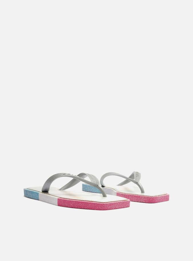 Chinelo de Dedo Prata Color Glitter Square Brizza