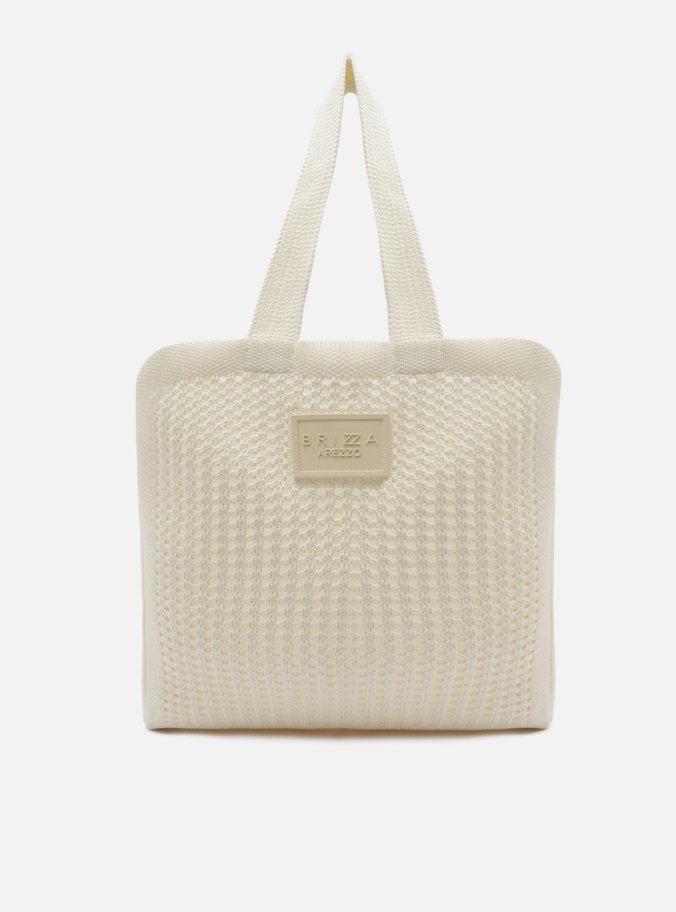 Bolsa Shopping Off-White Crochê Mônaco Grande
