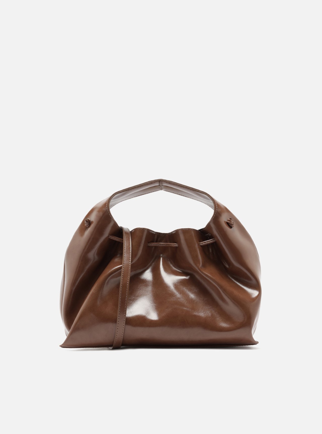 Bolsa Tiracolo Marrom Verniz Média Alça Esferas | Arezzo
