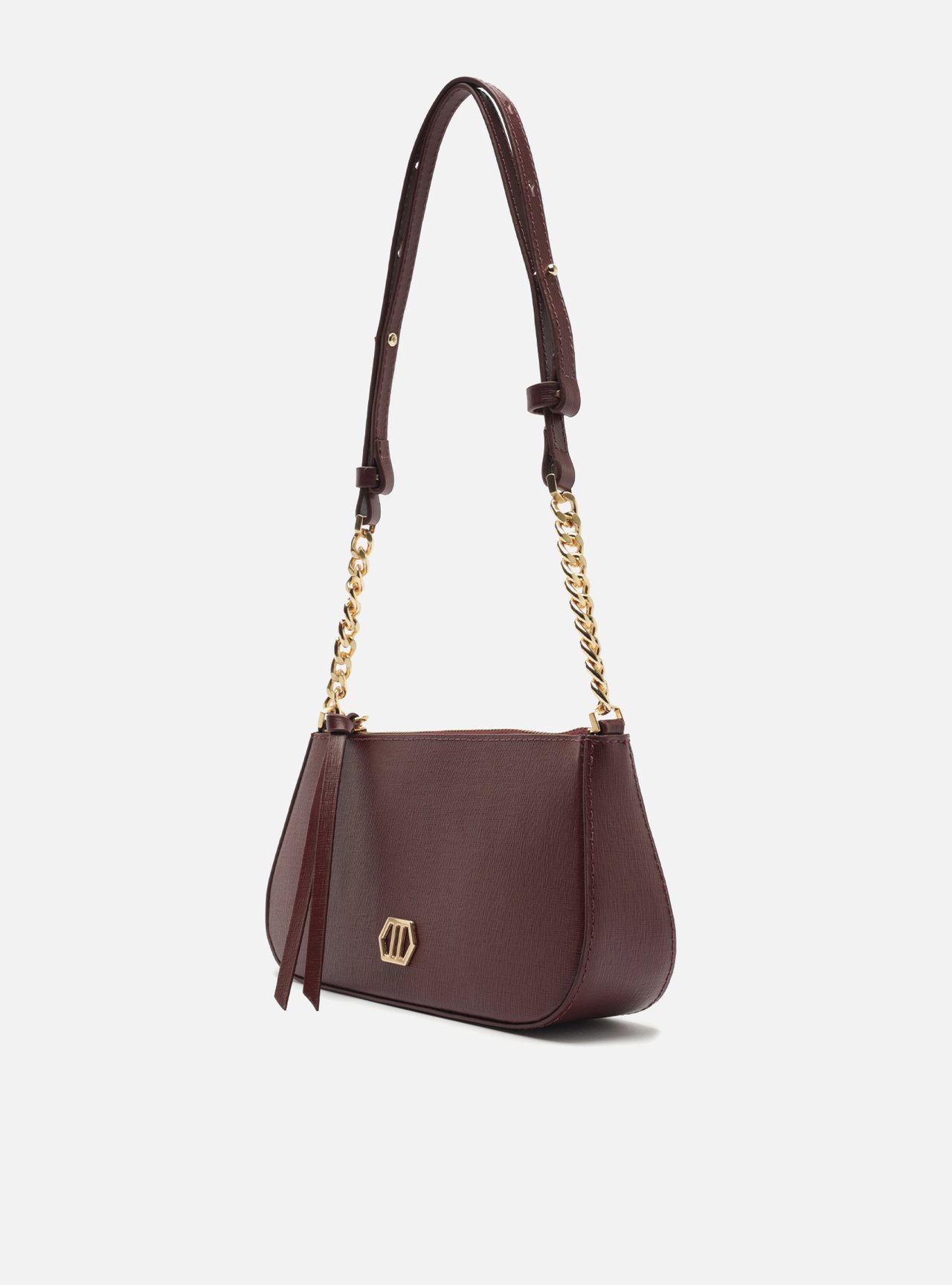 Bolsa Tiracolo Bordô Couro Pequena Corrente — foto 2