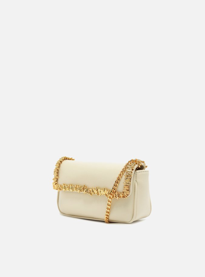 Bolsa Tiracolo Branca Couro Pequena Metais Lenny