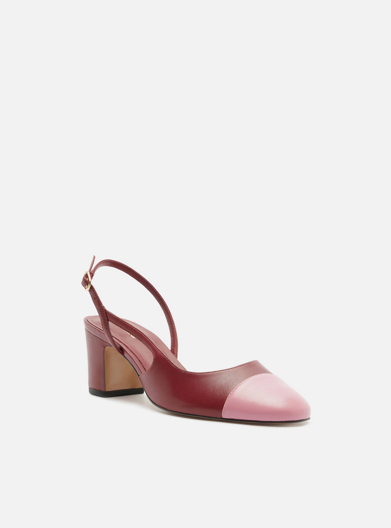 Scarpin Vermelho Couro Salto Bloco Slingback — foto 2