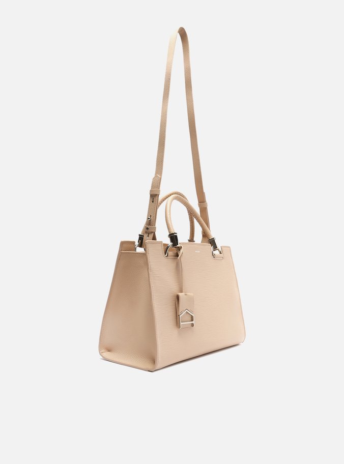 Bolsa Tote Nude Couro Abbraccio Grande Texturizada