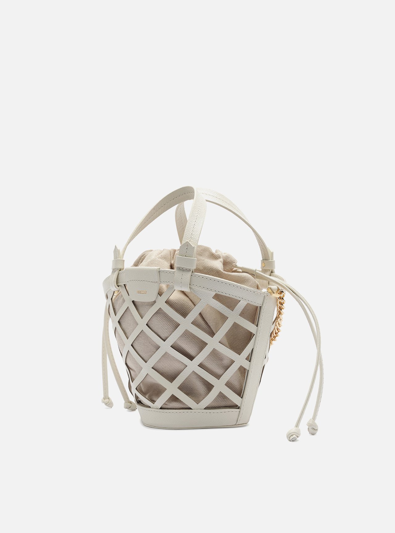 Bolsa Tiracolo Branca Couro Pequena Vazada Mel — foto 2