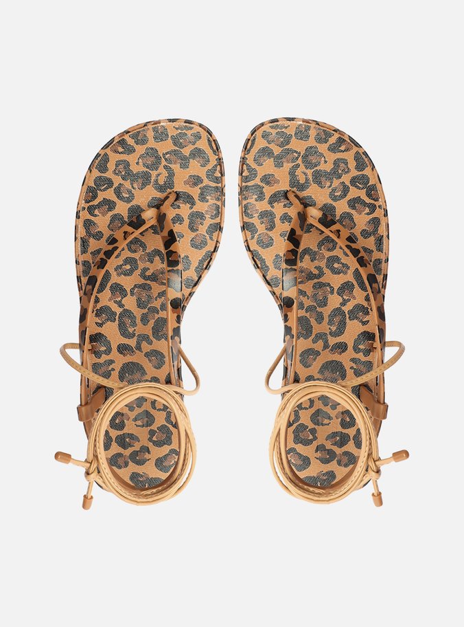 Sandália Animal Print Onça Flatform Amarração Brizza