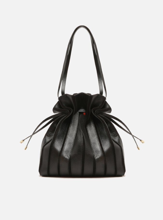 Bolsa Bucket Preta Couro Parioli Grande