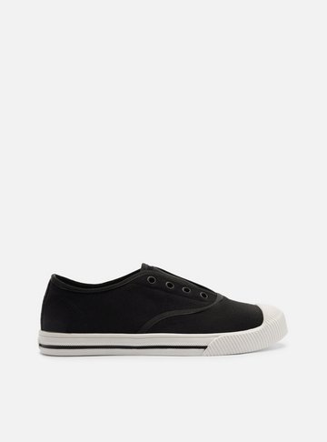 Tênis Slip On Preto Lona Elástico