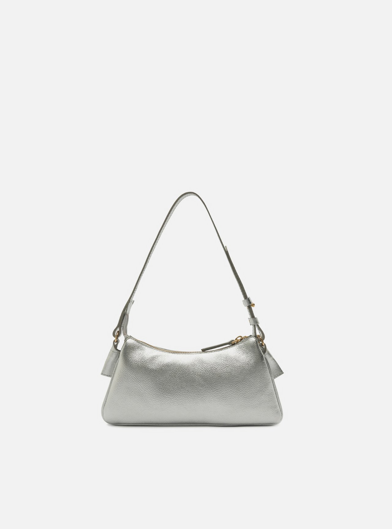 Bolsa Shoulder Prateada Couro Pequena — foto 3