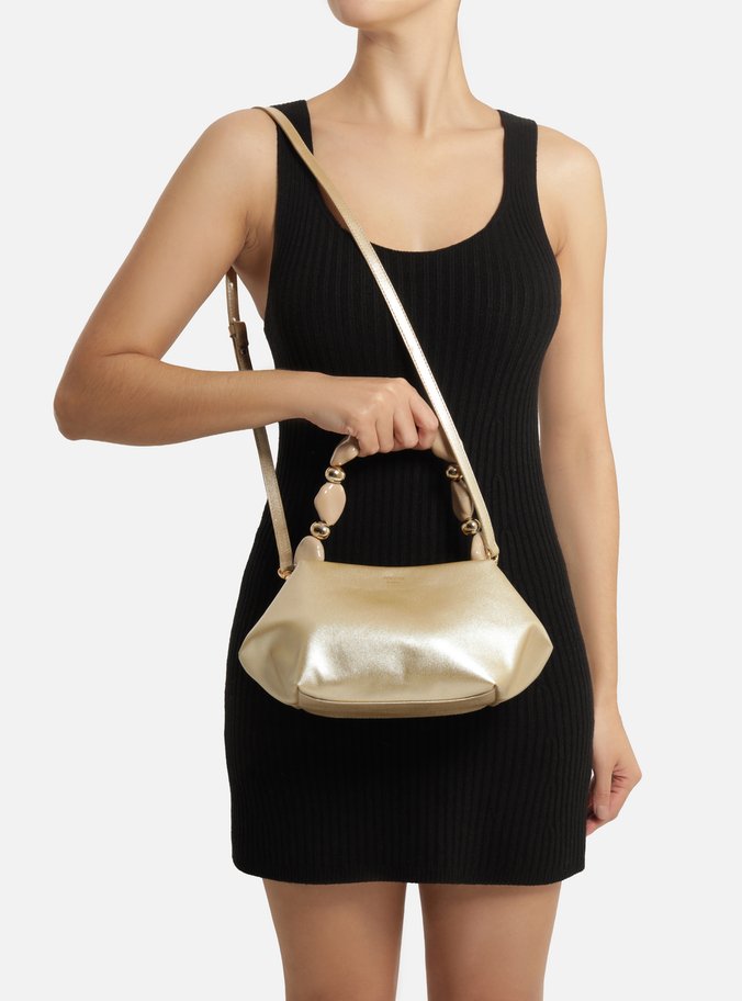 Bolsa Tote Dourada Média Alça Pedras