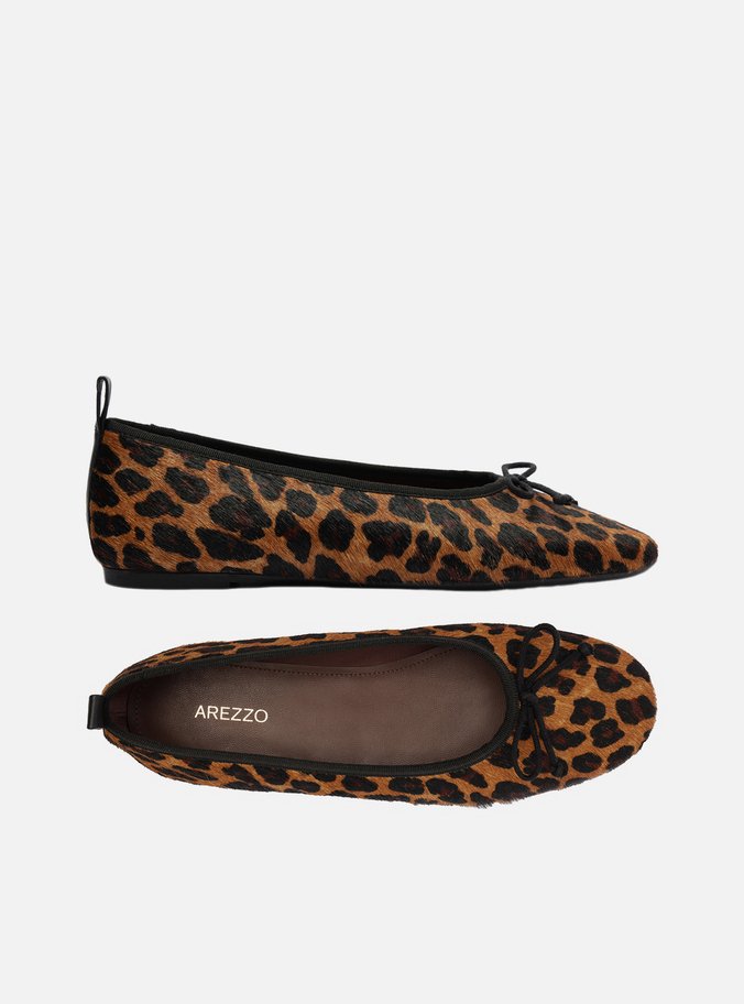 Sapatilha Animal Print Bico Redondo Laço