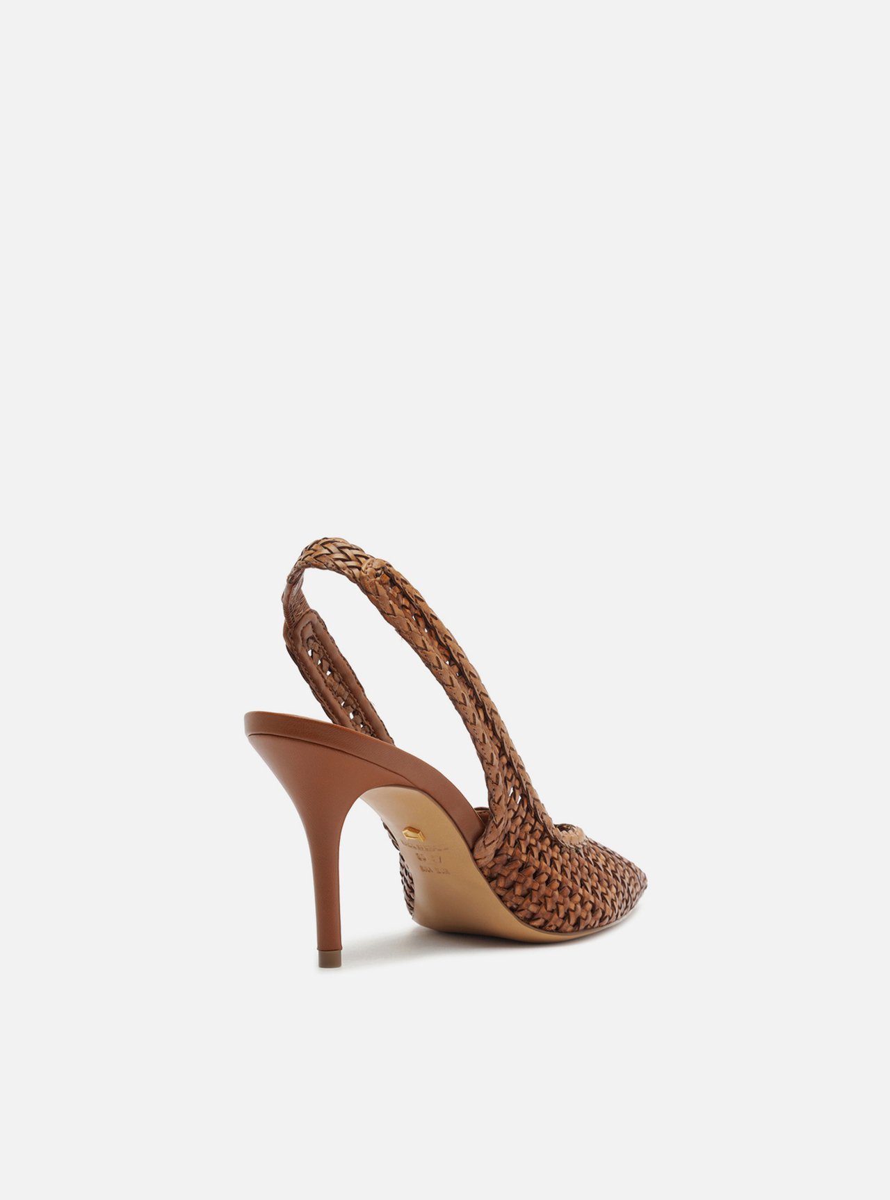 Scarpin Marrom Tressê Salto Médio Slingback — foto 3