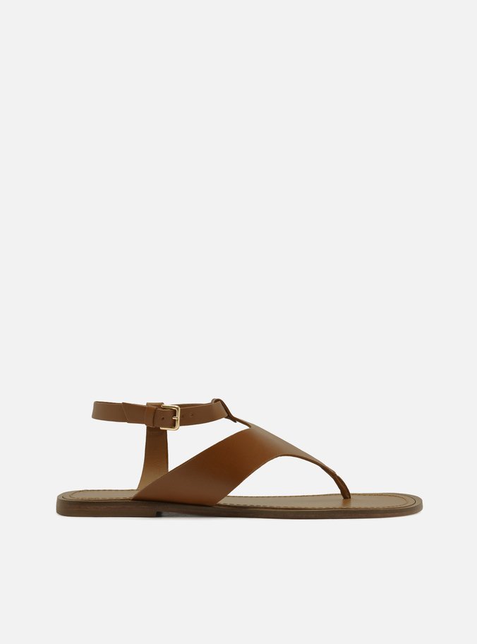 Sandália Rasteira Marrom Tira Larga