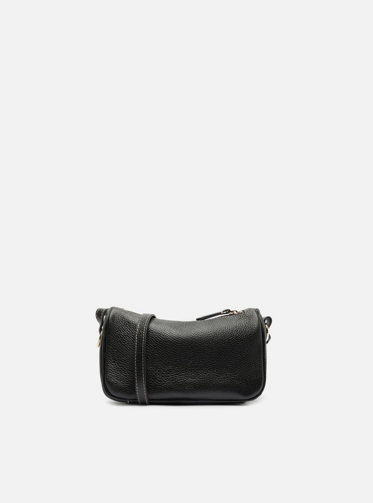 Bolsa Shoulder Preta Couro Pequena Metais — foto 3