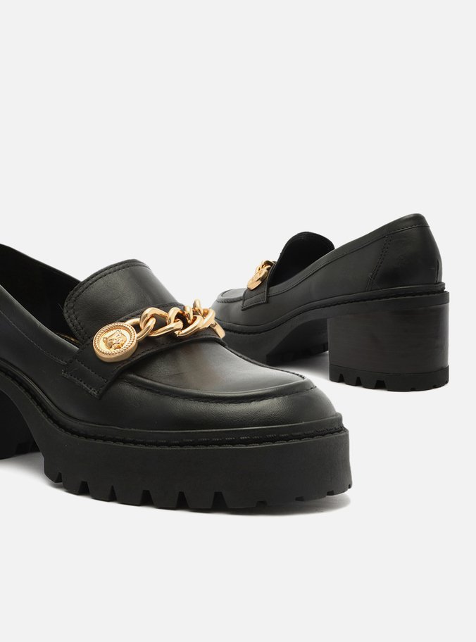 Mocassim Preto Couro Salto Bloco Kopenhagen