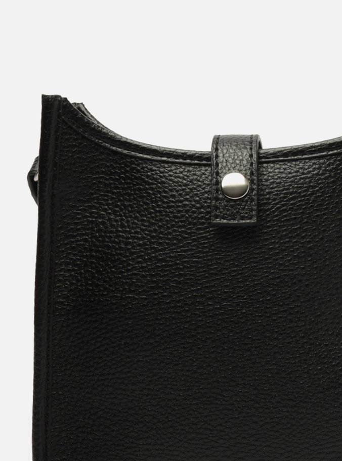 Bolsa Tiracolo Preta Média Logo Perfurado