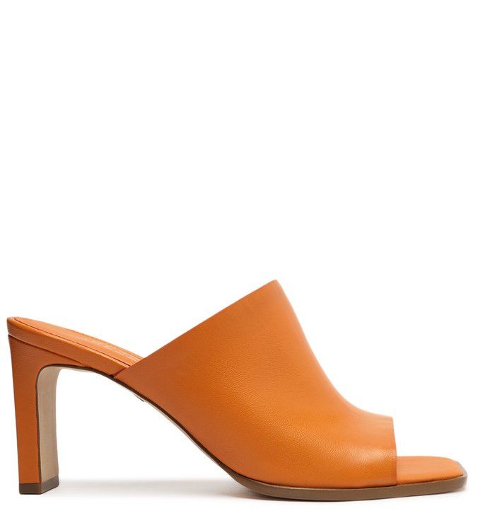 Mule Laranja Couro Bloco Mariana