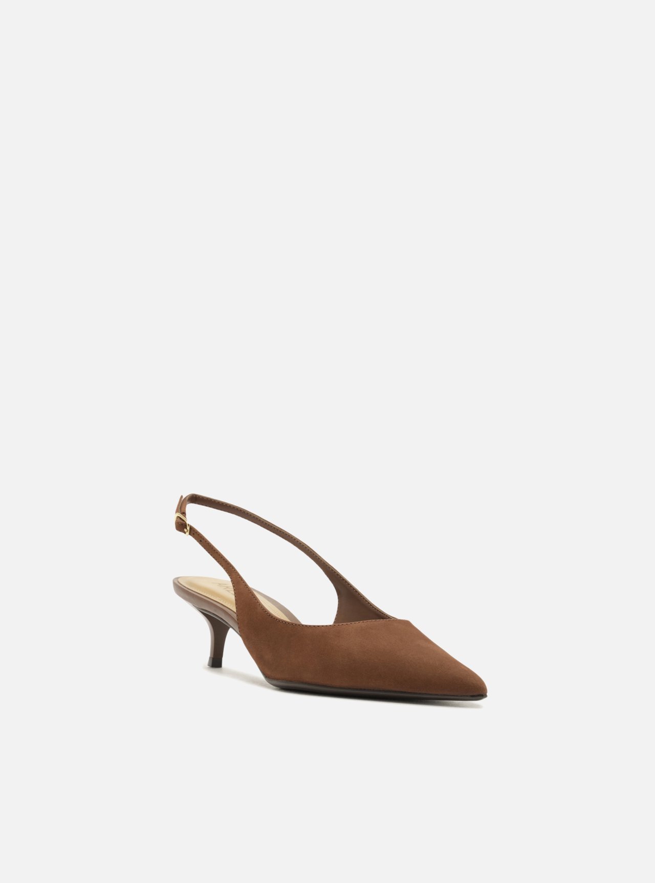 Scarpin Marrom Acamurçado Salto Fino Slingback — foto 2