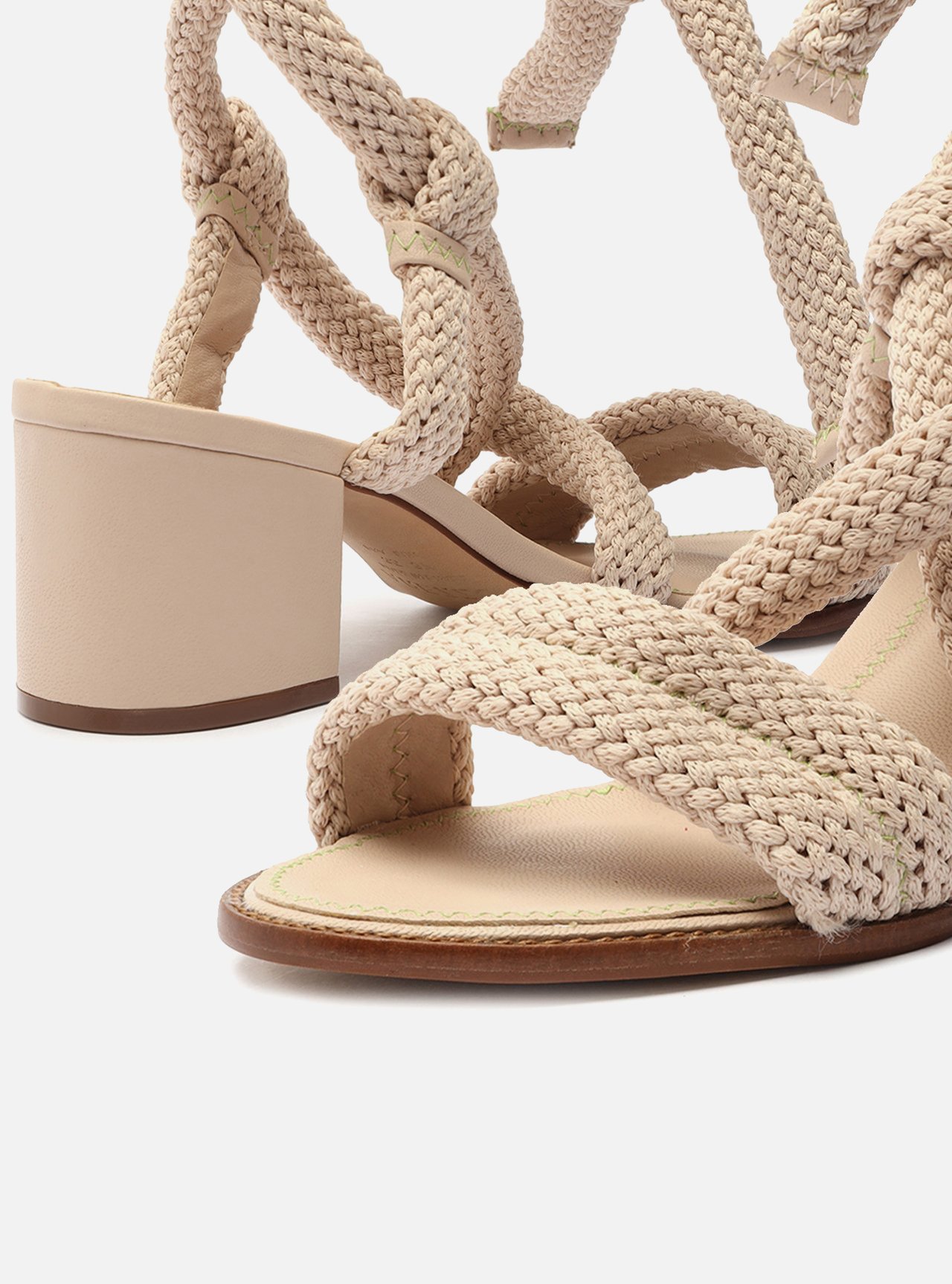 Sandália Off-White Salto Médio Tiras Cordão — foto 3