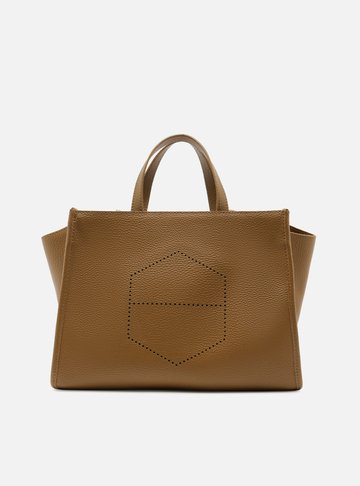 Arezzo — Bolsa Tote Marrom Grande Logo Perfurado