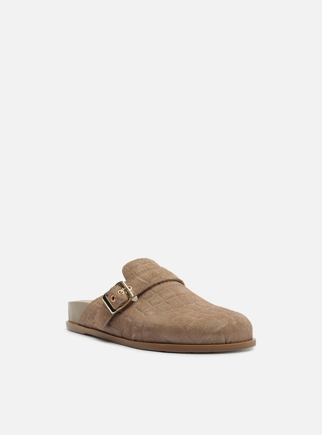 Mule Clog Cinza Acamurçada Croco Fivela | Arezzo
