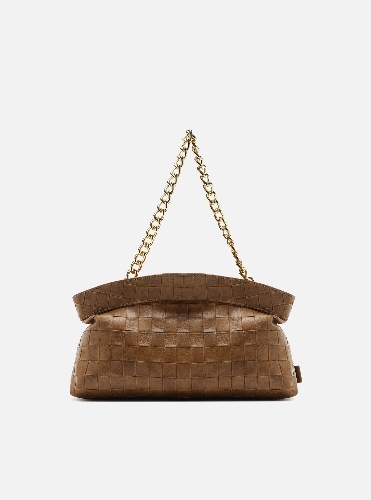 Bolsa Shoulder Marrom Média Tressê Alça Corrente — foto 3