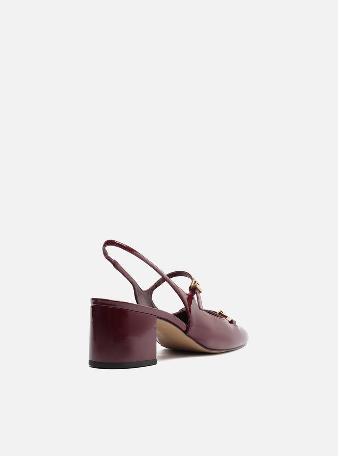 Sapato Boneca Vermelho Verniz Bloco Slingback