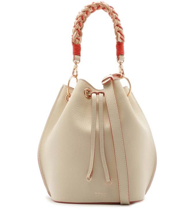 Bolsa Bucket Couro Emanuelle Média Porcelana
