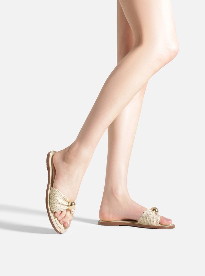 Rasteira Slide Off White Tramado Esfera Metálica