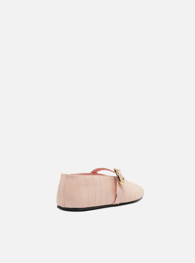 Sapatilha Rosa Croco Fivela Maxi