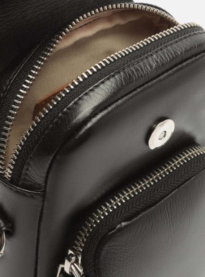 Bolsa Tiracolo Couro Preta Pequena