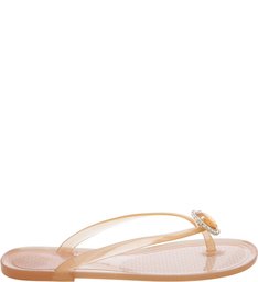 Chinelo Rasteiro Single Cristal Nude