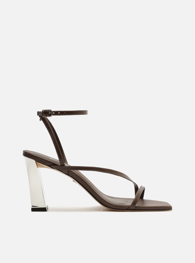 Sandália Marrom Salto Fino Fivela