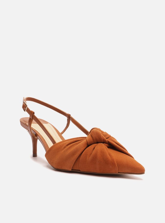 Scarpin Marrom Suede Salto Médio Aberto