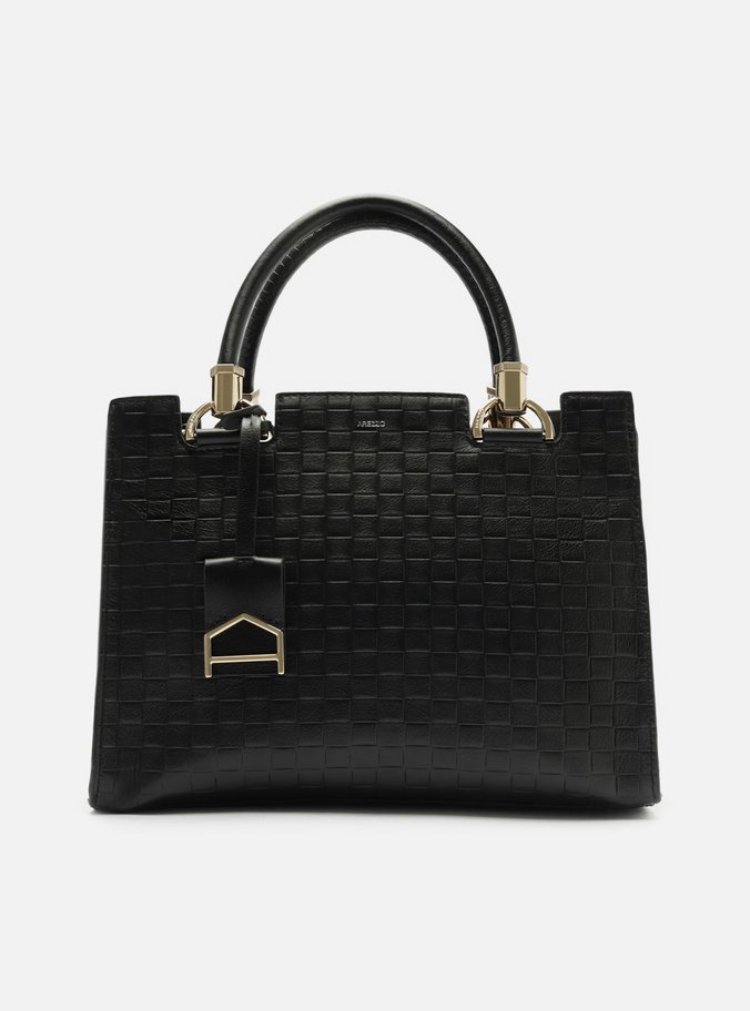 Bolsa Tote Preta Couro Abraccio Grande Tressê