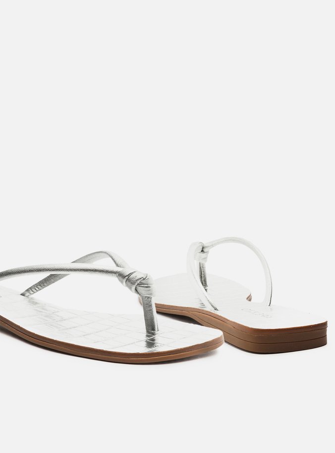 Rasteira Prata Tiras Flip Flop