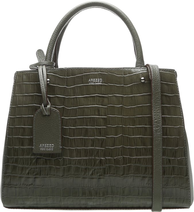 Bolsa Tote Couro Croco Bella Média City Army