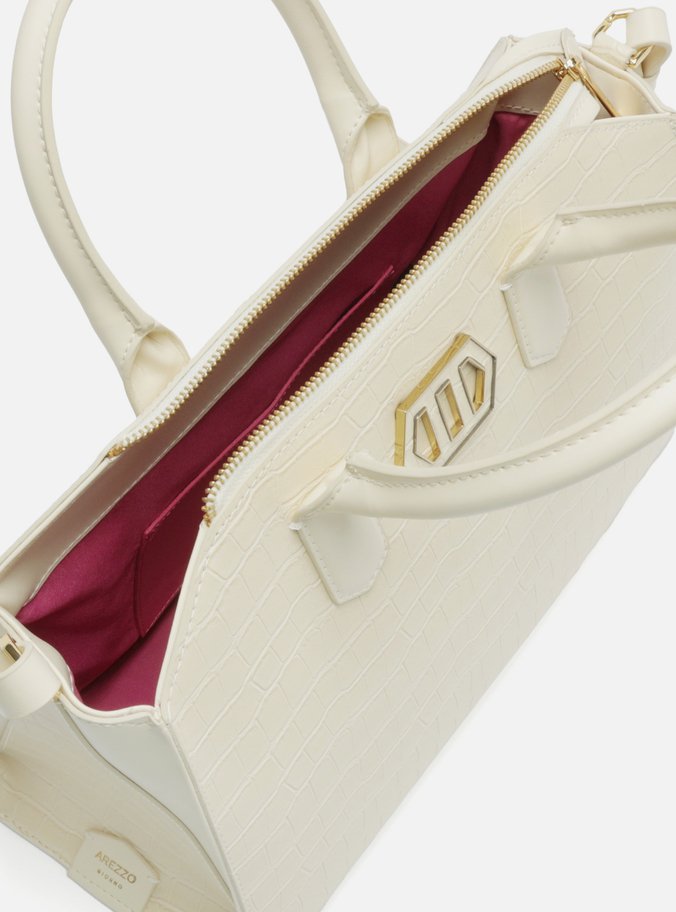 Bolsa Tote Off-White Média Croco