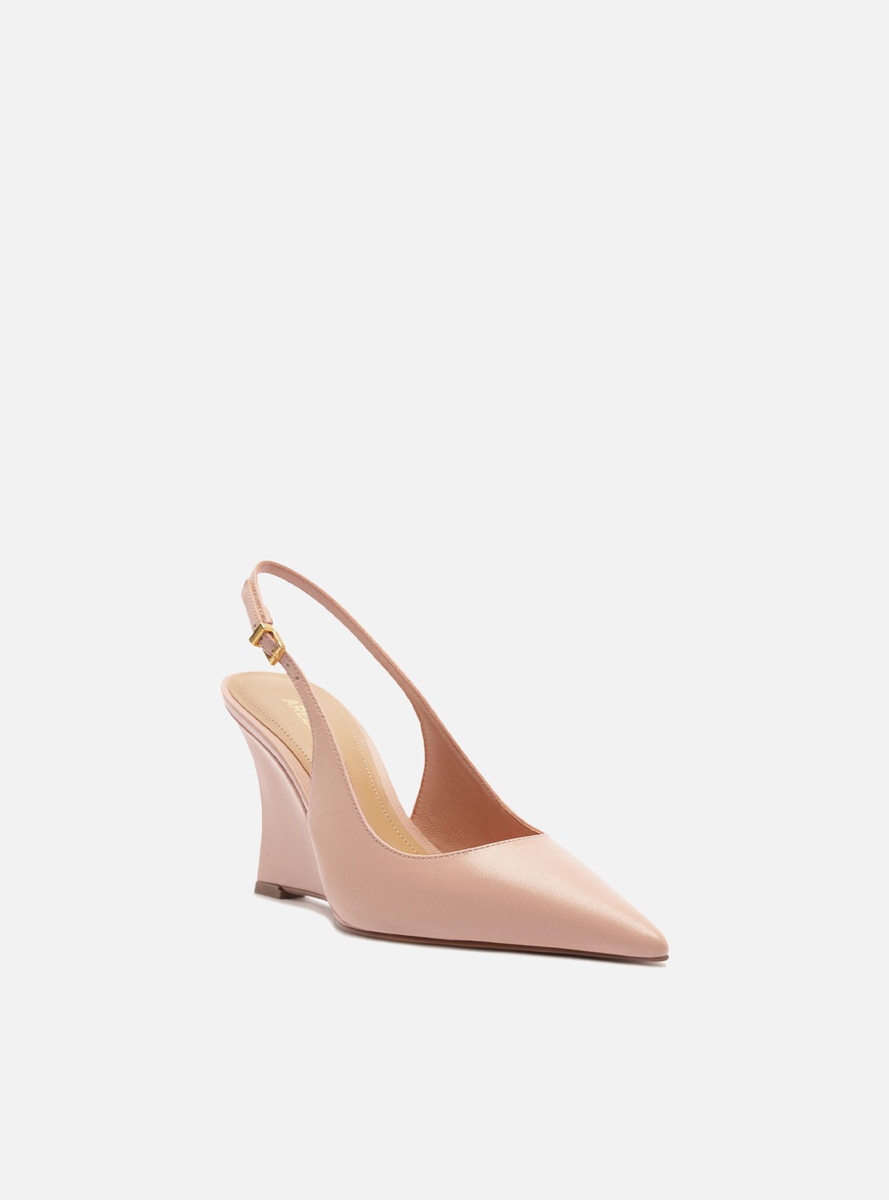 Scarpin Rosa Soft Couro Salto Alto Anabela Slingback — foto 2