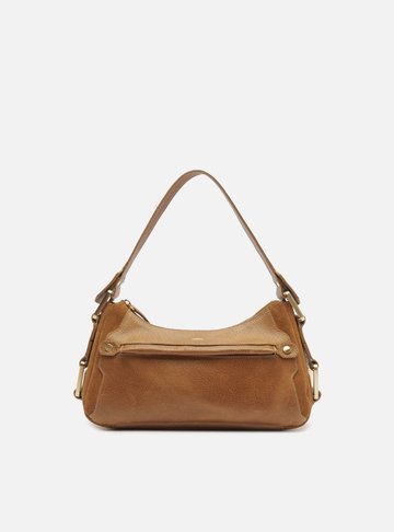 Arezzo — Bolsa Tiracolo Marrom Claro Couro Gretha Média
