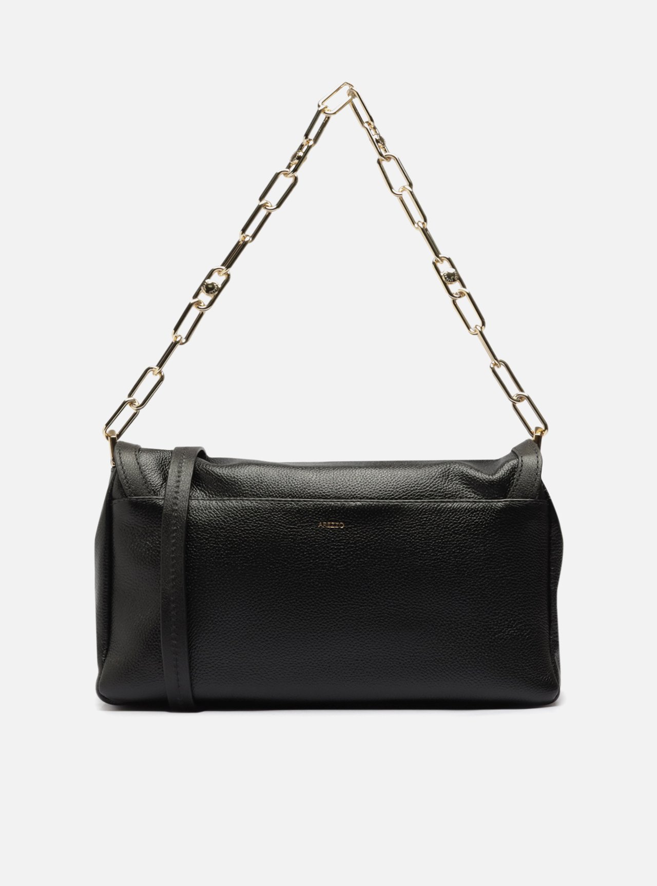 Bolsa Tote Preta Couro Grande Corrente — foto 3