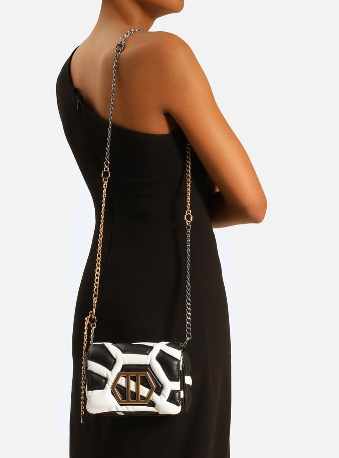 Bolsa Tiracolo Preta Couro Emma Pequena Branca